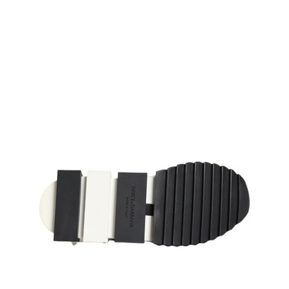 Dolce & Gabbana Black White Sorrento Low Top Sneakers Shoes with rubber sole and logo detail, view from below for craftsmanship showcase.