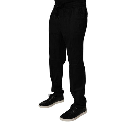 Dolce & Gabbana Black Wool Jogger Sweatpants Pants