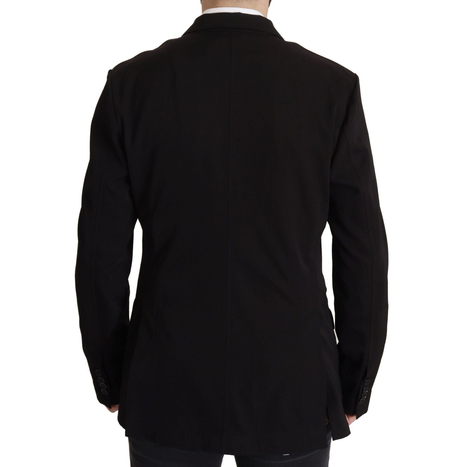 Dolce & Gabbana Black Wool Single Breasted Coat Blazer