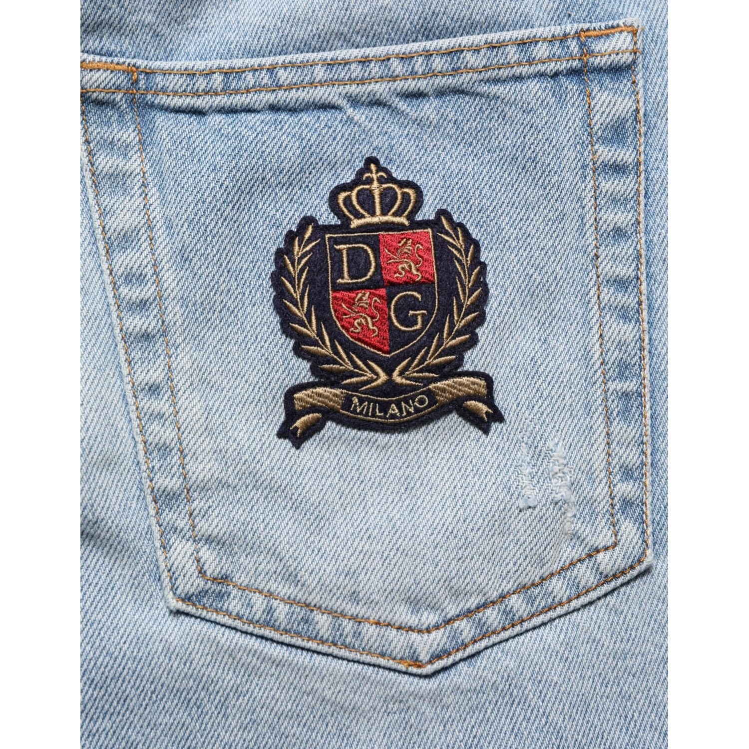 Dolce & Gabbana Blue Cotton Distressed Denim Bermuda  Shorts
