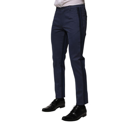 Dolce & Gabbana Blue Cotton Tapered Men Formal Trousers Pants