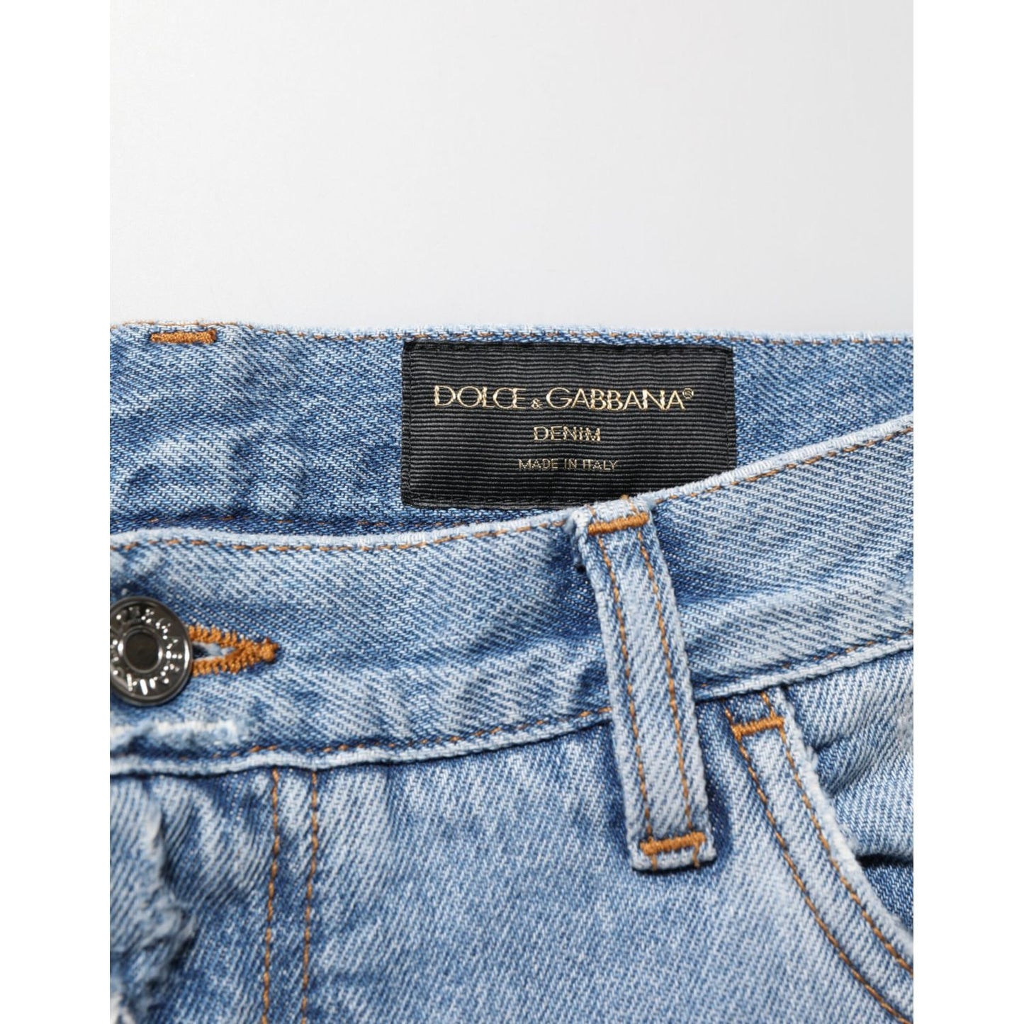 Dolce & Gabbana Blue Distressed Ripped Denim Pants Jeans