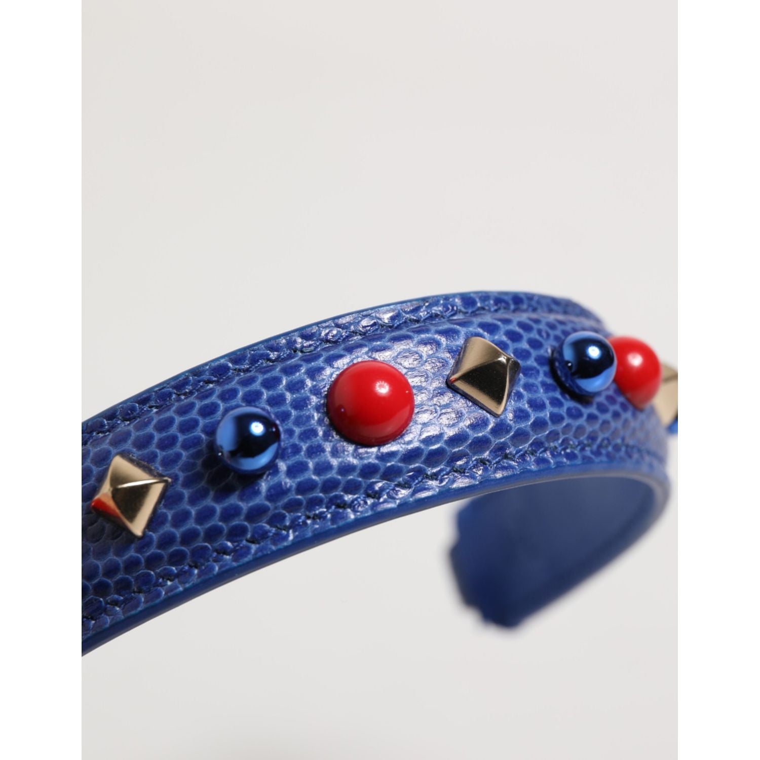 Dolce & Gabbana Blue Embellished Leather Bag Handle Women Shoulder Strap