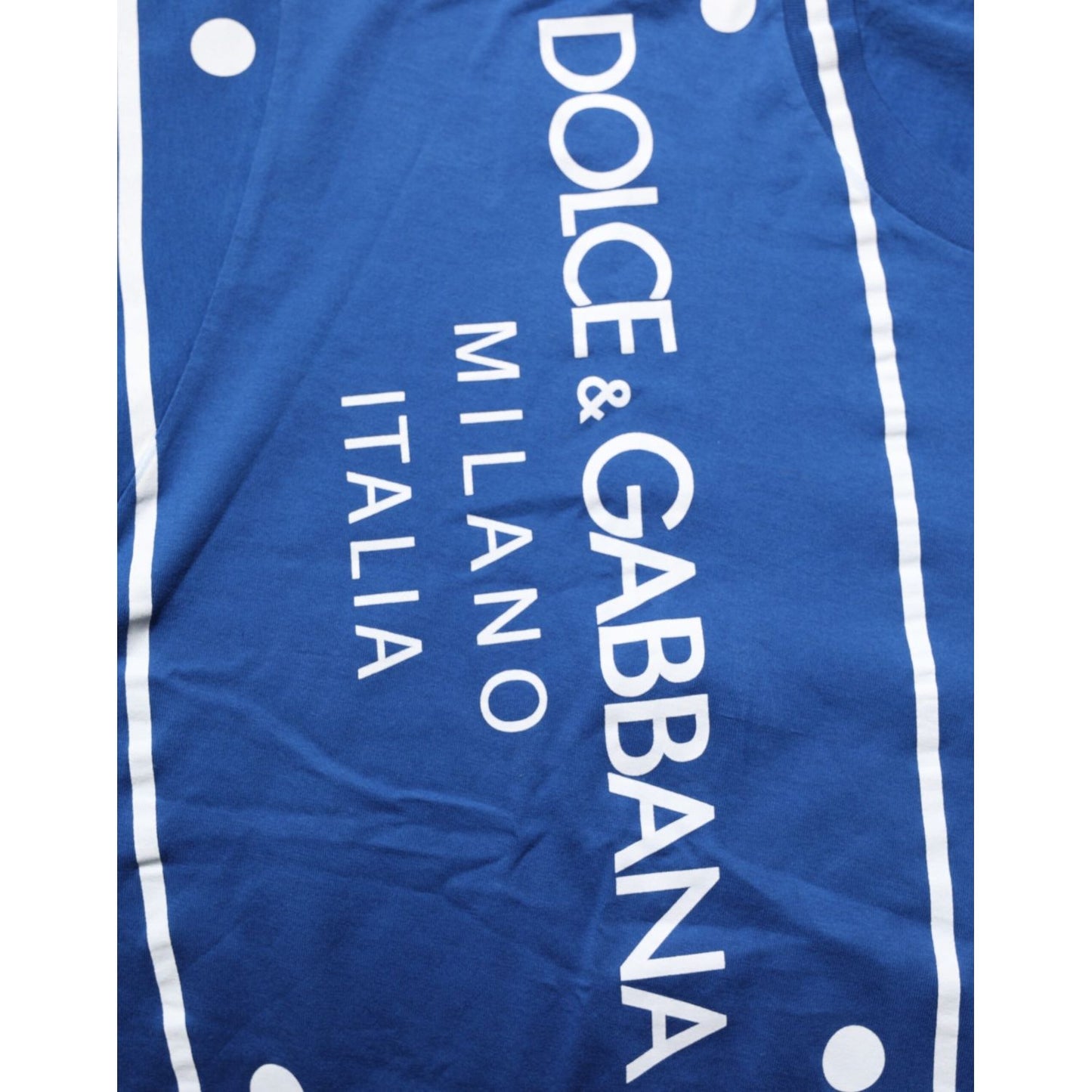 Dolce & Gabbana Blue Logo Print Cotton Crew Neck Men T-shirt