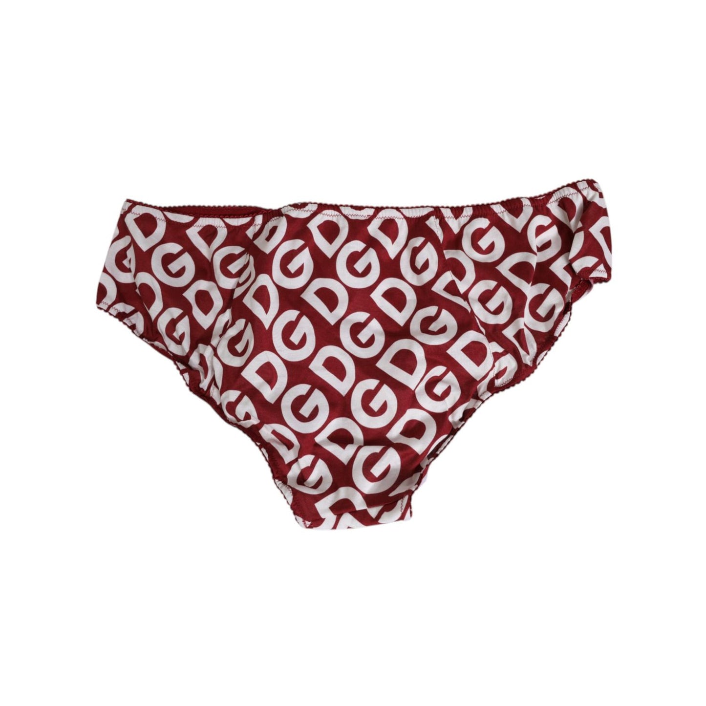 Dolce & Gabbana Bordeaux DG Logo Slip Bottom Brief Underwear in burgundy with all-over DG logo print, elastic waistband, 100% cotton.