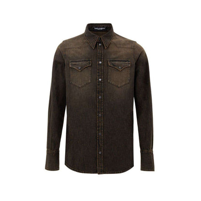 Dolce & Gabbana Brown Denim Shirt