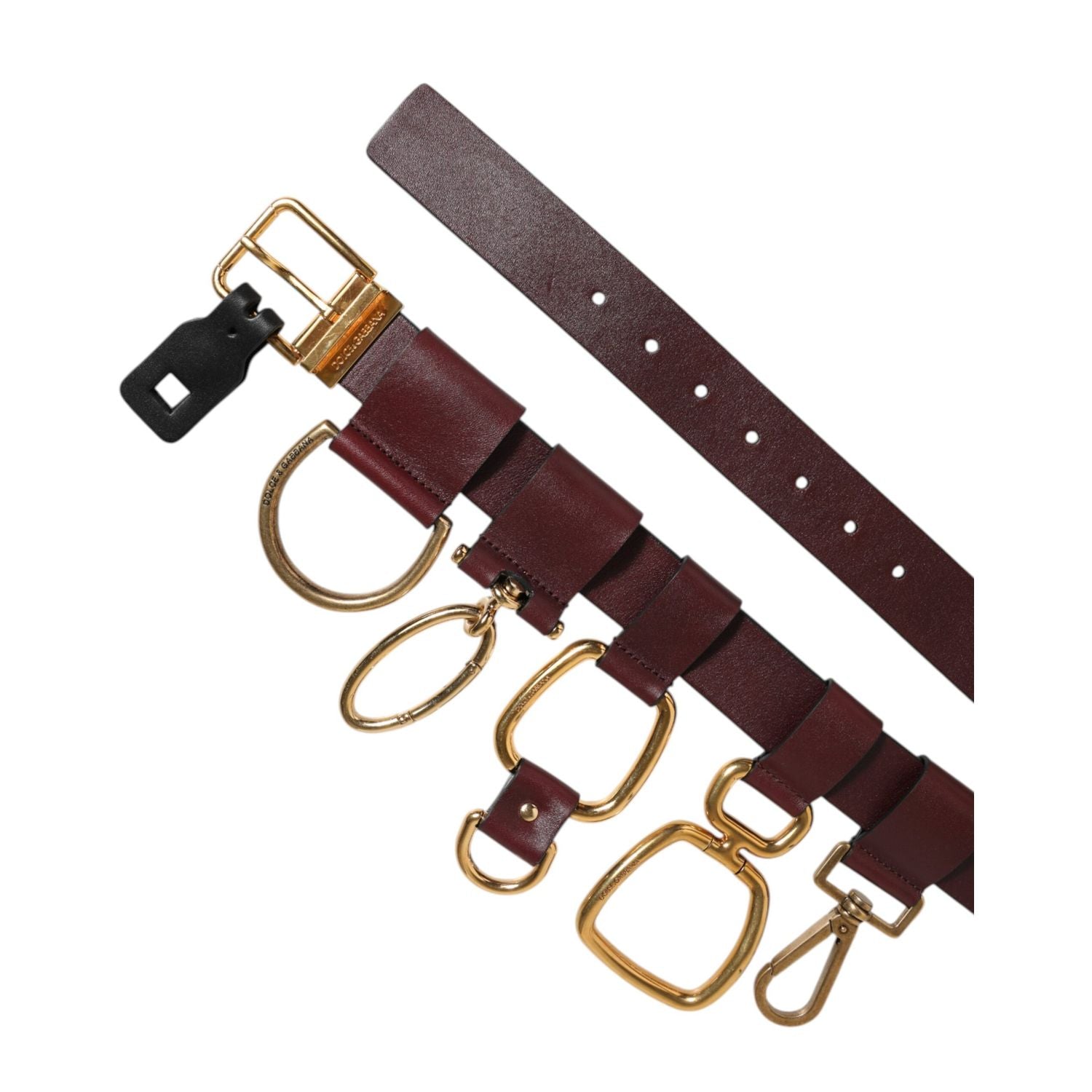 Dolce & Gabbana Brown Key Ring Clip Attachments Buckle Belt