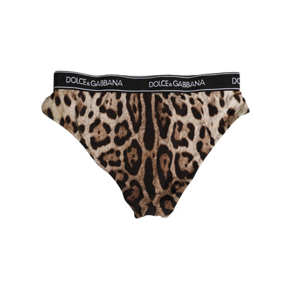 Dolce & Gabbana Brown Leopard Nylon High Waist Panty Underwear