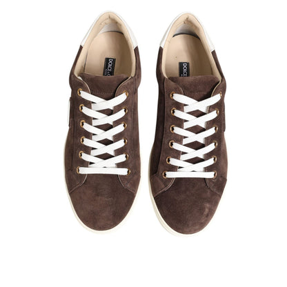 Dolce & Gabbana Brown Suede Leather Low Top Men Sneakers Shoes