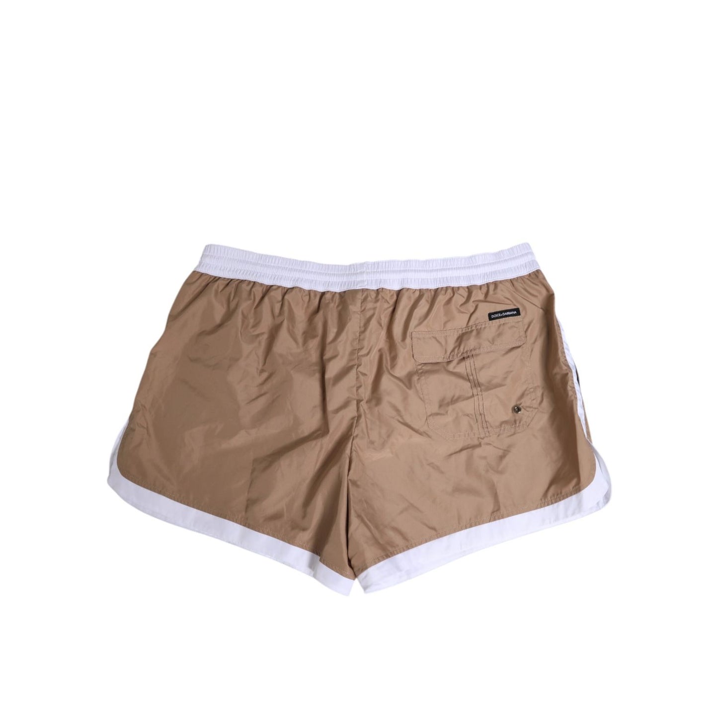 Dolce & Gabbana Brown White Polyester Re-Edition Shorts Swimwear