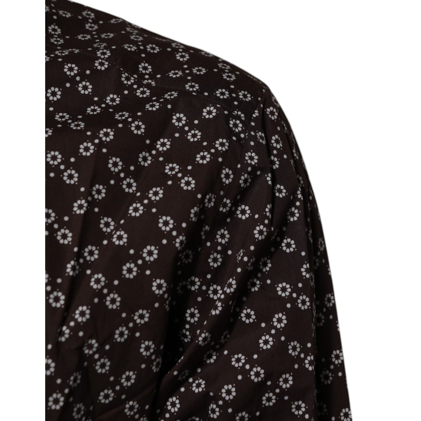 Dolce & Gabbana BrownFloral Collared GOLD Formal Dress Shirt