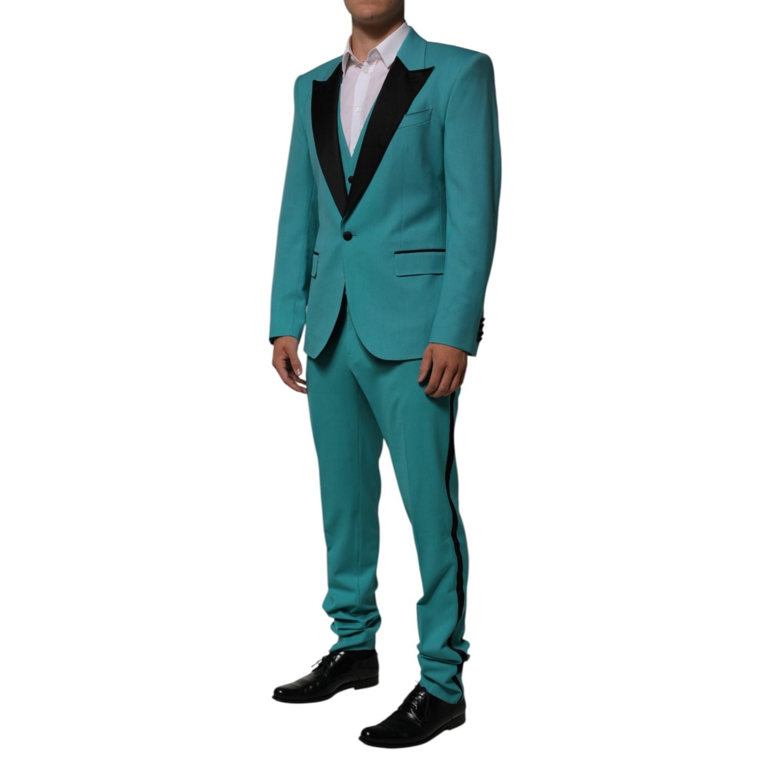 Dolce & Gabbana Cyan 3 Piece Wool Silk Blend Suit SICILIA