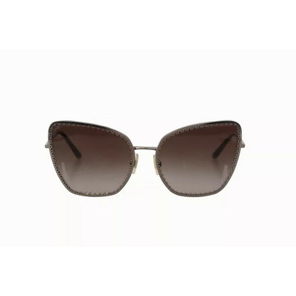 Dolce & Gabbana DG2212 Black Silver Oval Metal Frame Lace Logo Sunglasses