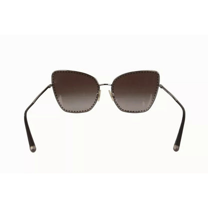 Dolce & Gabbana DG2212 Black Silver Oval Metal Frame Lace Logo Sunglasses