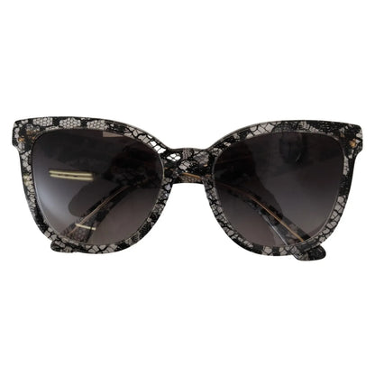 Dolce & Gabbana DG4190 Black Lace Acetate Crystal Round Sunglasses