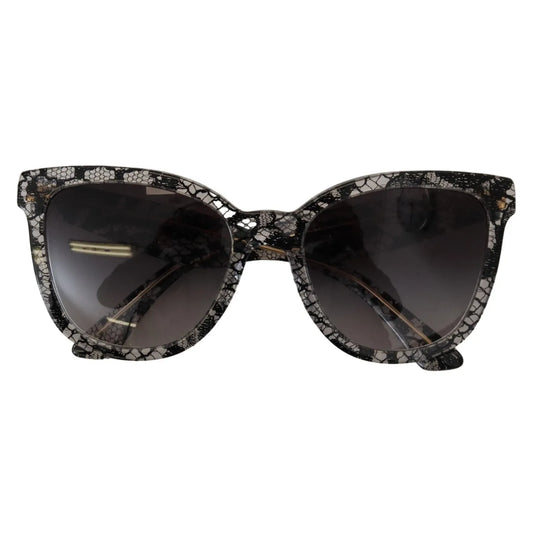 Dolce & Gabbana DG4190 Black Lace Acetate Crystal Round Sunglasses