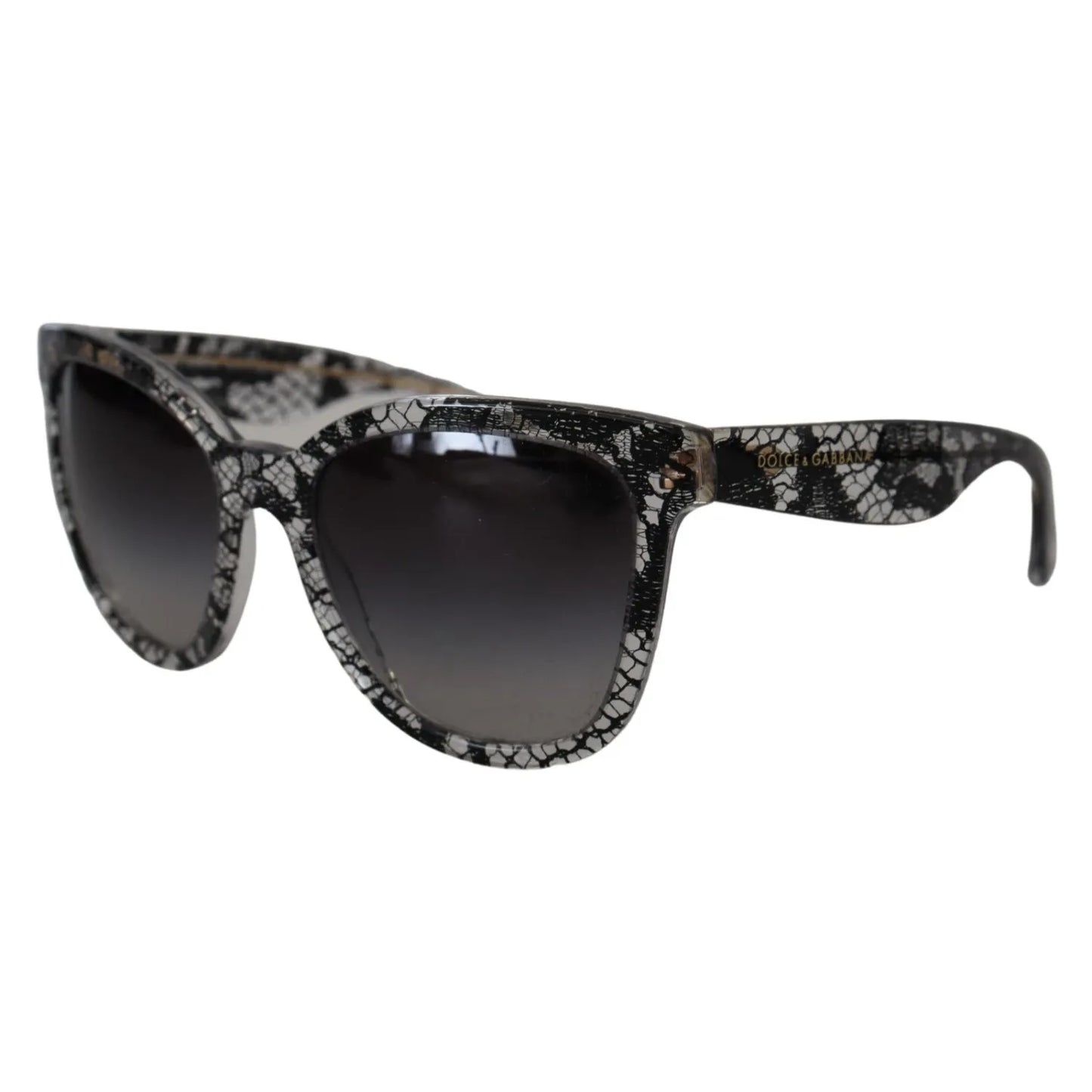 Dolce & Gabbana DG4190 Black Lace Acetate Crystal Round Sunglasses