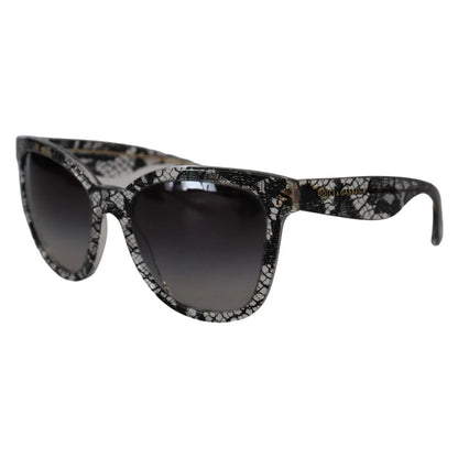 Dolce & Gabbana DG4190 Black Lace Acetate Crystal Round Sunglasses