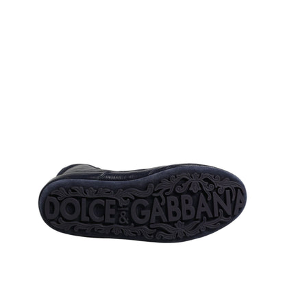 Dolce & Gabbana Dark Blue Leather KING High Top Sneakers Shoes