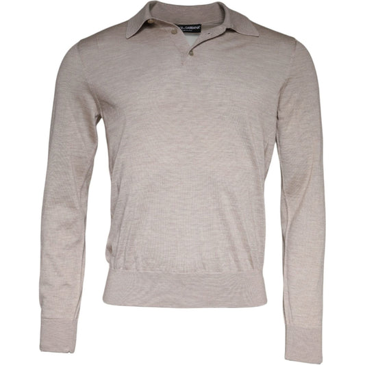 Dolce & Gabbana Dolce & Gabbana Beige Cashmere Knit Collared Pullover Sweater TSH87012-48 1728,67345645728,Beige,Dolce & Gabbana,IT48 | M,Material: 100% cashmere,Men,Preowned / Defect,Sweaters - Men - Clothing