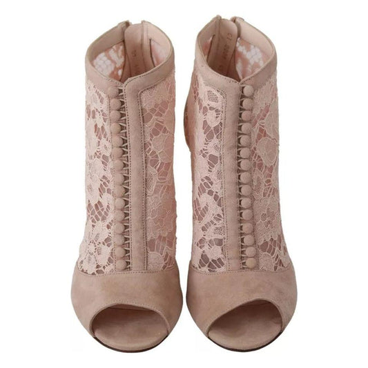 Dolce & Gabbana Dolce & Gabbana Beige Lace Suede Peep Toe Ankle Boots Shoes LA8038-40 1728,67345645728,Beige,Boots - Women - Shoes,Dolce & Gabbana,EU40/US9.5,Material: 48% Cotton 37% Leather 11% Viscose 4% Nylon,Preowned / Defect,Women