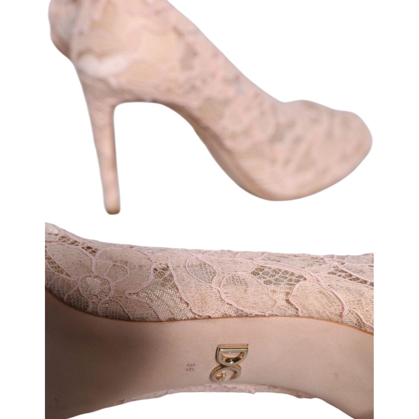 Dolce & Gabbana Beige Stretch Taormina Lace Boots Shoes LA11593-36