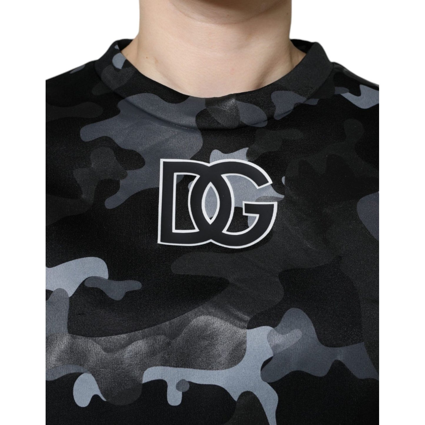 Dolce & Gabbana Black Camouflage Round Neck Sweatshirt Sweater TSH86624-38