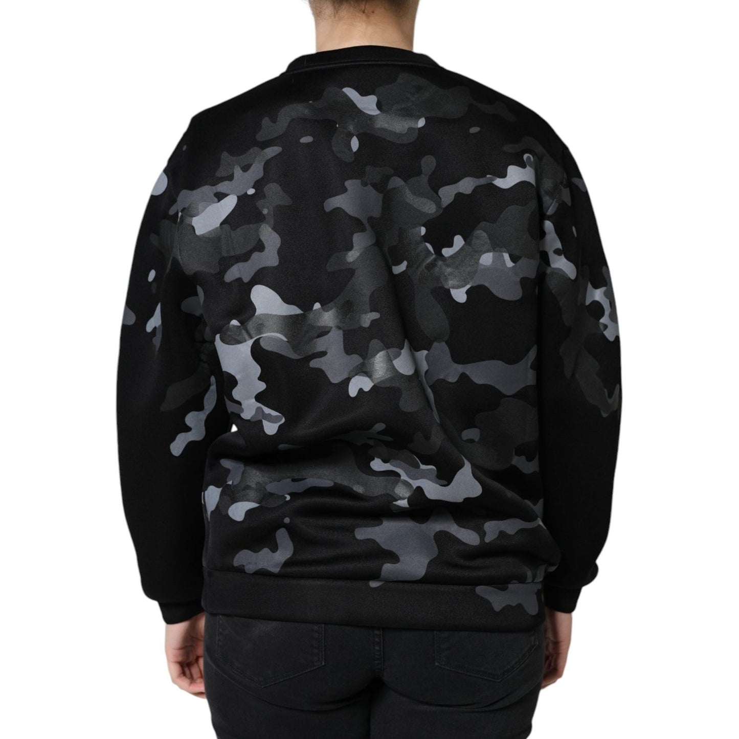 Dolce & Gabbana Black Camouflage Round Neck Sweatshirt Sweater TSH86626-42