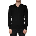 Dolce & Gabbana Black Embellished V-neck Pullover Sweater TSH83744-42