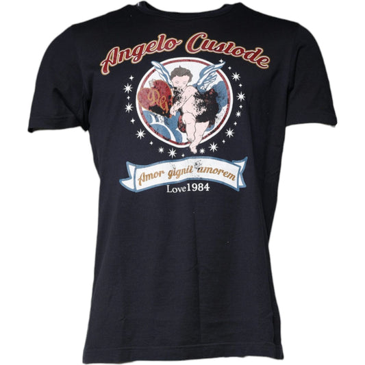 Dolce & Gabbana Dolce & Gabbana Black Graphic Print Cotton Crew Neck T-shirt TSH86887-50 1728,67345645728,Black,Dolce & Gabbana,IT50 | L,Material: 100% Cotton,Men,Preowned / Defect,T-Shirts - Men - Clothing