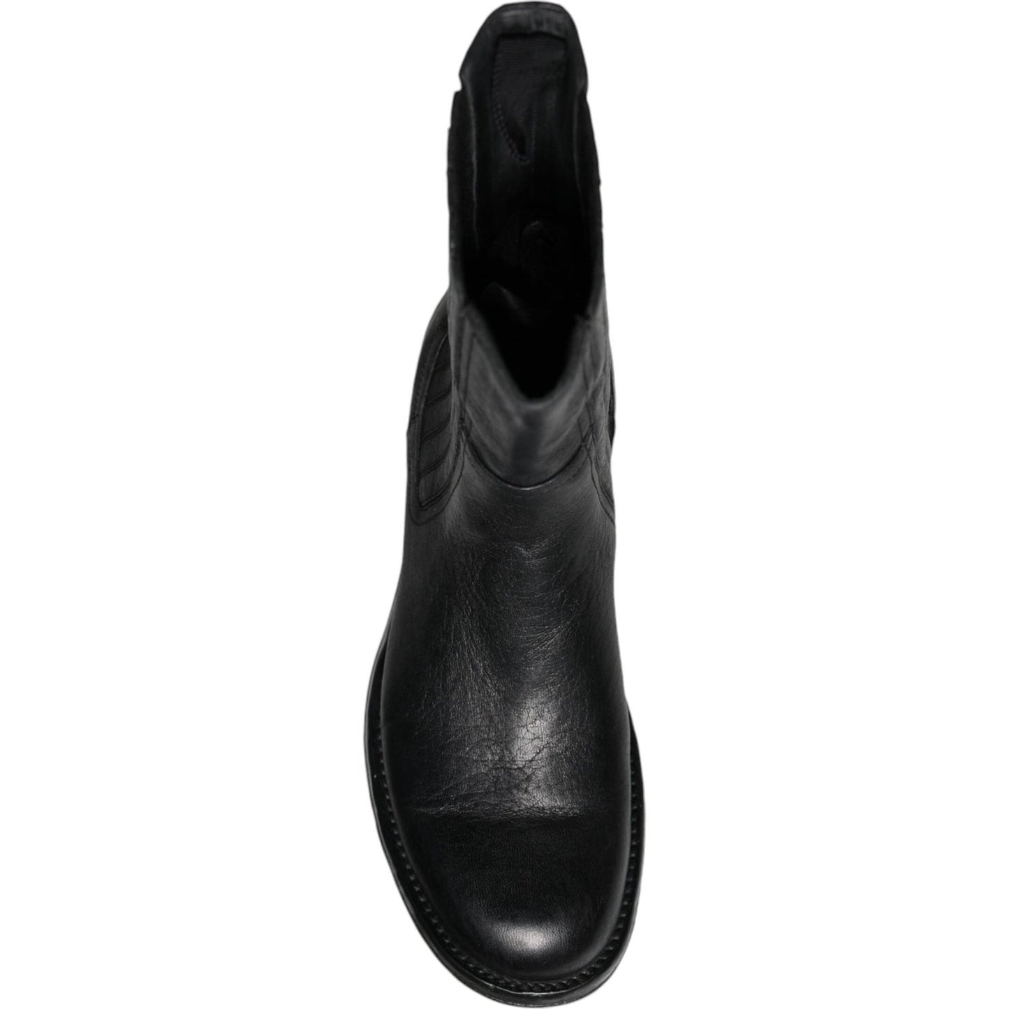 Dolce & Gabbana Black Horse Leather Mid Calf Boots Shoes MV6212-41