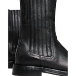 Dolce & Gabbana Black Horse Leather Mid Calf Boots Shoes MV6212-41