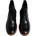 Dolce & Gabbana Black Leather Chelsea Mid Calf Men Boots Shoes MV6312-42.5