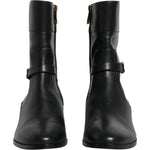 Dolce & Gabbana Black Leather Logo Mid Calf Boots Shoes LA11816-37.5