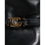 Dolce & Gabbana Black Leather Logo Mid Calf Boots Shoes LA11816-37.5
