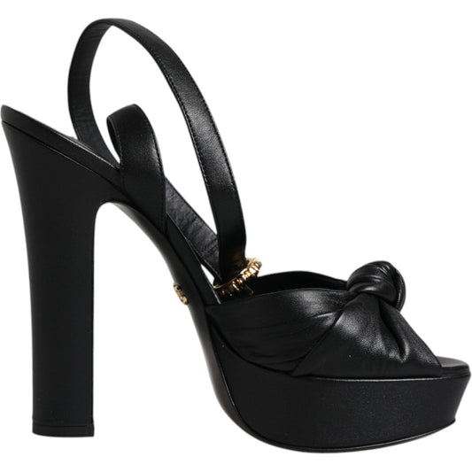 Dolce & Gabbana Dolce & Gabbana Black Leather Platform Heels Sandals Shoes LA12015-39 1728,67345645728,Black,Dolce & Gabbana,EU39/US8.5,Material: 100% Lamb Leather,Preowned / Defect,Sandals - Women - Shoes,Shoes,Women,Women - Shoes