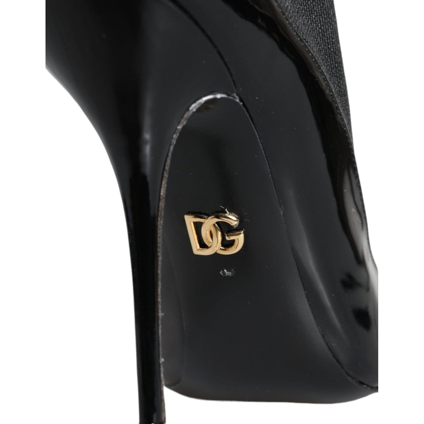 Dolce & Gabbana Black Leather Stilettos Booties Socks Shoes LA11379-39