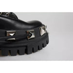 Dolce & Gabbana Black Leather Studded Trekking Boots Shoes LA12172-39.5