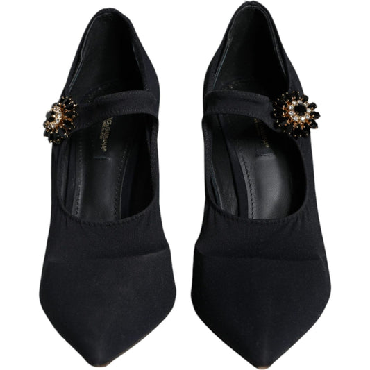 Dolce & Gabbana Dolce & Gabbana Black Mary Jane Jersey Crystal Pumps Shoes LA11649-39.5 1728,67345645728,Black,Dolce & Gabbana,EU39.5/US9,Material: 65% Nylon 35% Elastane,Preowned / Defect,Pumps - Women - Shoes,Women