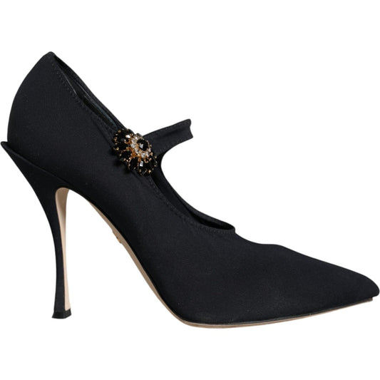 Dolce & Gabbana Dolce & Gabbana Black Mary Jane Jersey Crystal Pumps Shoes LA11649-39.5 1728,67345645728,Black,Dolce & Gabbana,EU39.5/US9,Material: 65% Nylon 35% Elastane,Preowned / Defect,Pumps - Women - Shoes,Women