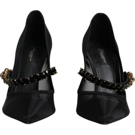 Dolce & Gabbana Dolce & Gabbana Black Mesh Mary Jane Crystal Heel Pump Shoes LA12018-40 1728,67345645728,Black,Dolce & Gabbana,EU40/US9.5,Material: 80% Nylon 20% Viscose,Preowned / Defect,Pumps - Women - Shoes,Shoes,Women,Women - Shoes