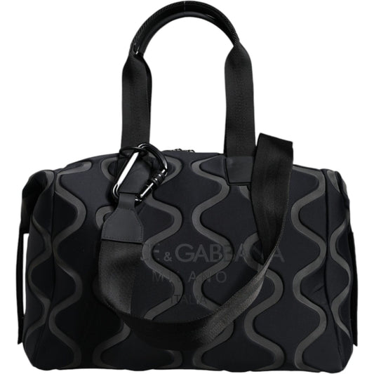 Dolce & Gabbana Black Neoprene Logo Sport Gym Duffel Shoulder Bag BAG4138