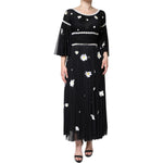 Dolce & Gabbana Black Silk Daisy A-line Long Maxi Dress DR281316-40