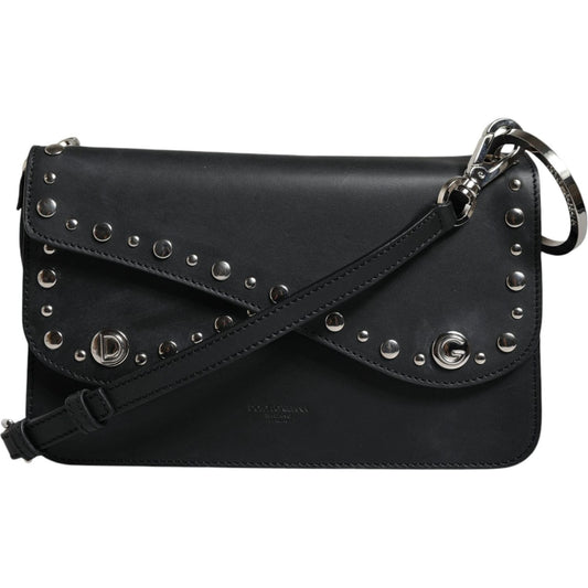 Dolce & Gabbana Black Small Leather Studded Shoulder Crossbody Bag BAG4123