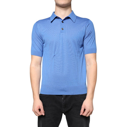Dolce & Gabbana Dolce & Gabbana Blue Cashmere Short Sleeves Men Polo T-shirt TSH97071-46 1728,67345645728,Blue,Dolce & Gabbana,IT46 | S,Material: 100% cashmere,Men,Preowned / Defect,T-Shirts - Men - Clothing