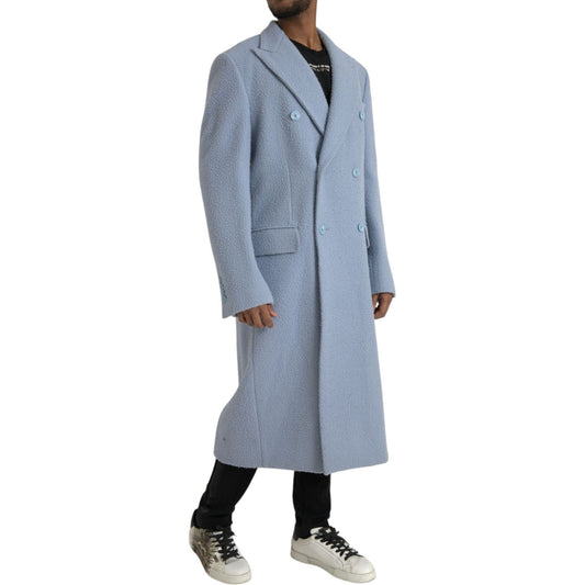 Dolce & Gabbana Blue Double Breasted Long Trench Coat Jacket JKT3851-52