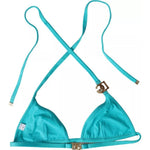 Dolce & Gabbana Blue Green Halter DG Logo Swimwear Beachwear Bikini Top BIK1812-2