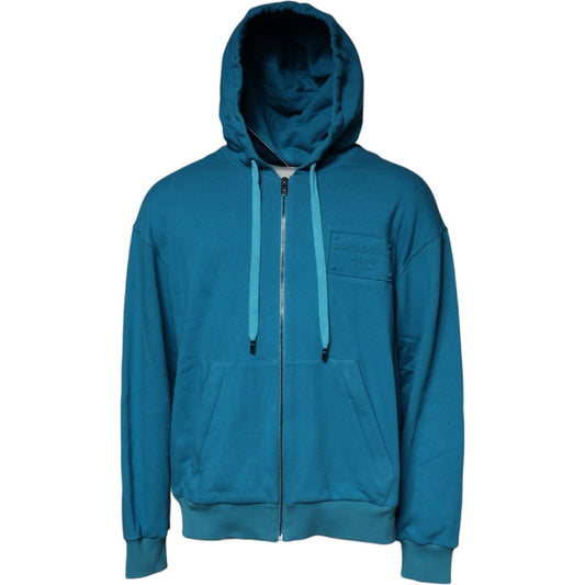 Dolce & Gabbana Blue Logo Cotton Hooded Sweatshirt Sweater TSH87532-54