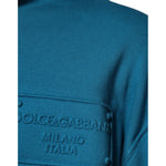 Dolce & Gabbana Blue Logo Cotton Hooded Sweatshirt Sweater TSH87532-54