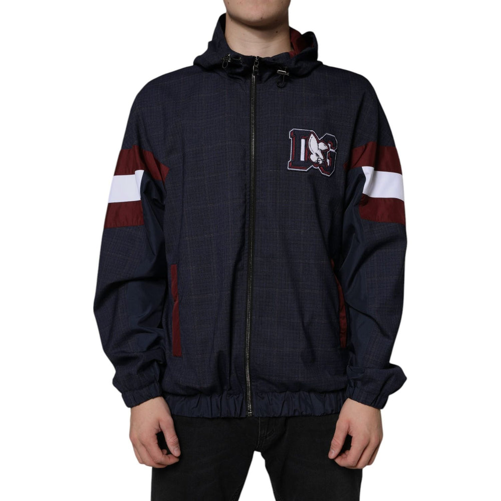 Dolce & Gabbana Blue Logo Full Zip Hooded Men Bomber Jacket JKT41304-50